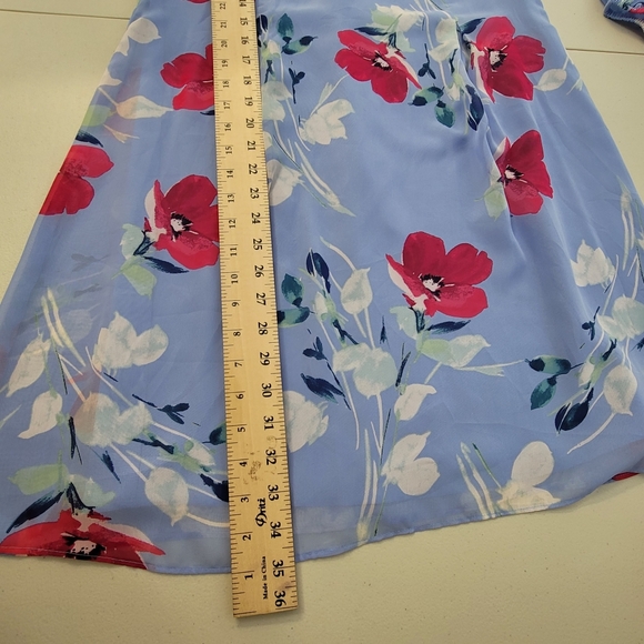 INC International Concepts Size XS Shift Dress Blue Pink Floral Long Sleeve - Picture 5 of 12